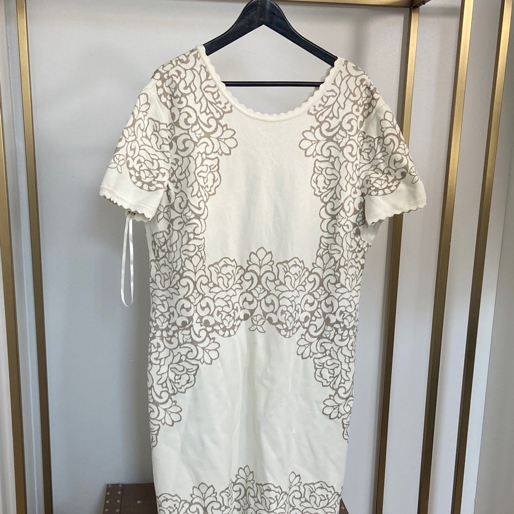 St. John Cream and Brown Floral Mini Dress